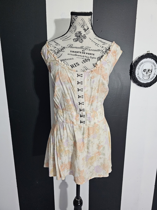 torrid Tops - torrid Cream Floral Tie-Front Tank Top
